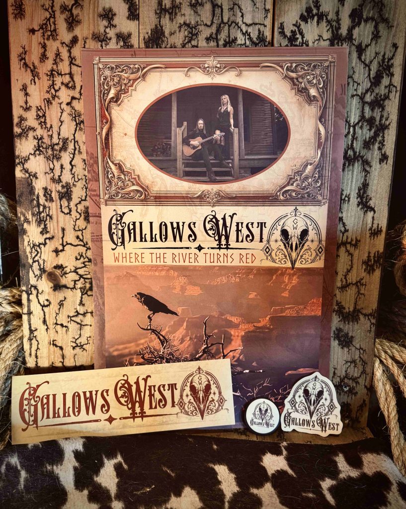 Gallows West - "River Red" Bundle - (Signed Portrait Poster, Bumper Sticker, Logo Pin, Die-Cut Sticker) (Copy)
