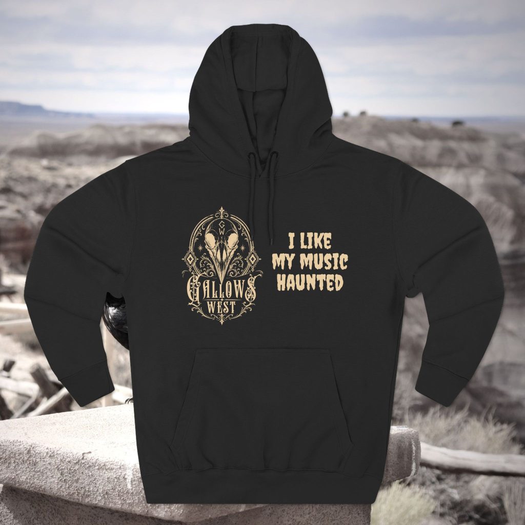 Gallows West - Hooded Sweatshirt Fleece Unisex - Double Sided Logo Print 'Music Haunted'