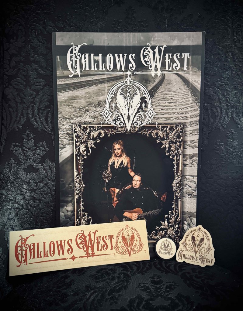 Gallows West - "Black Velvet" Bundle - (Signed Portrait Poster, Bumper Sticker, Logo Pin, Die-Cut Sticker)
