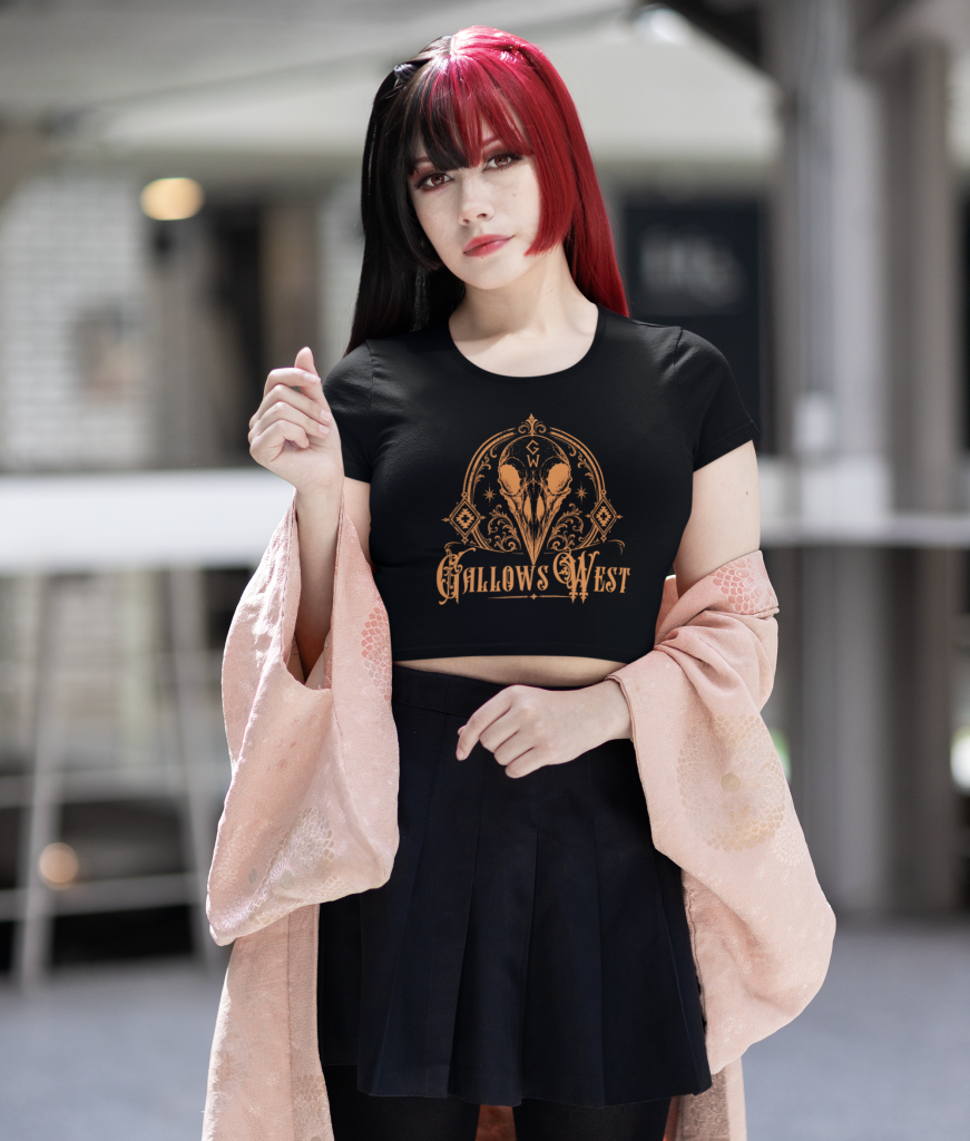 Gallows West - Women's Crop Top - Double Sided - Logo / I like My Music Haunted